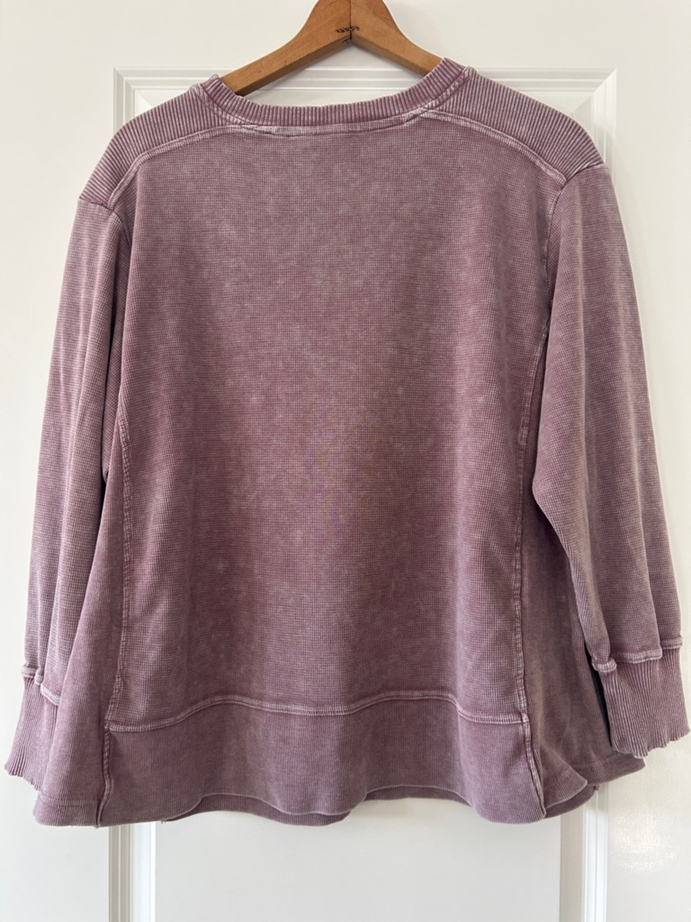 Anthro Jane & Delancey Waffle Knit Top Sz 2X w MEASUREMENTS Mauve Mineral Wash - Picture 7 of 11